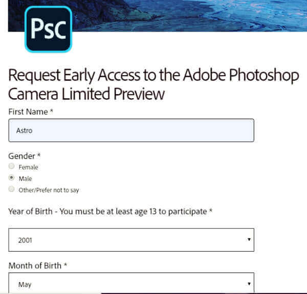 Adobe Photoshop camera Invite