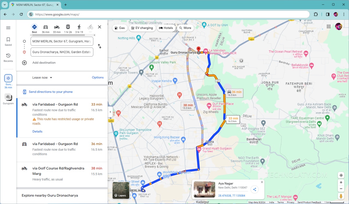 Google Maps Directions on PC