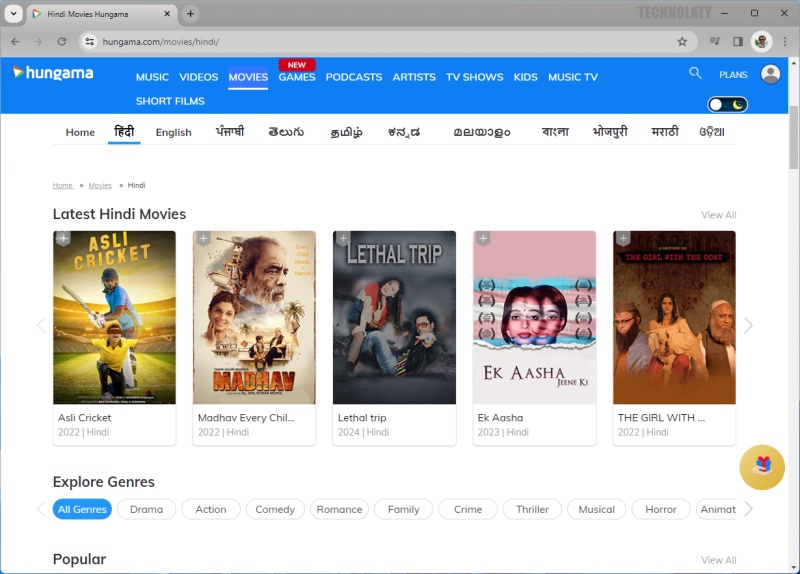 site for hindi movies